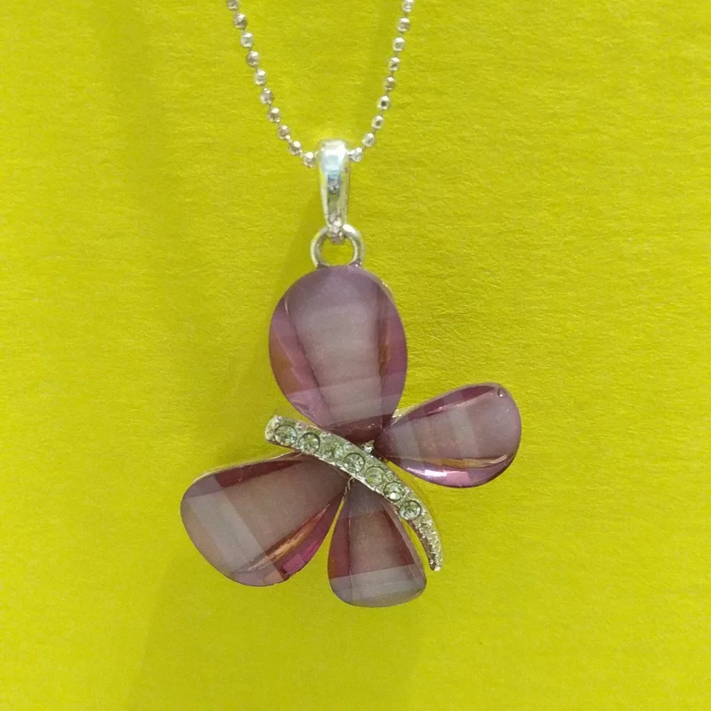 Purple Butterfly Pendant Necklace - Picture 1 of 5